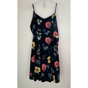 Old Navy Dress Size XL Black Floral Fit-Flare Cami Spaghetti Strap Fairy Peasant